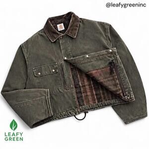 Carhartt Detroit MOS Green Crop Boxy Trucker Jacket Duck Canvas us sz L Pearl